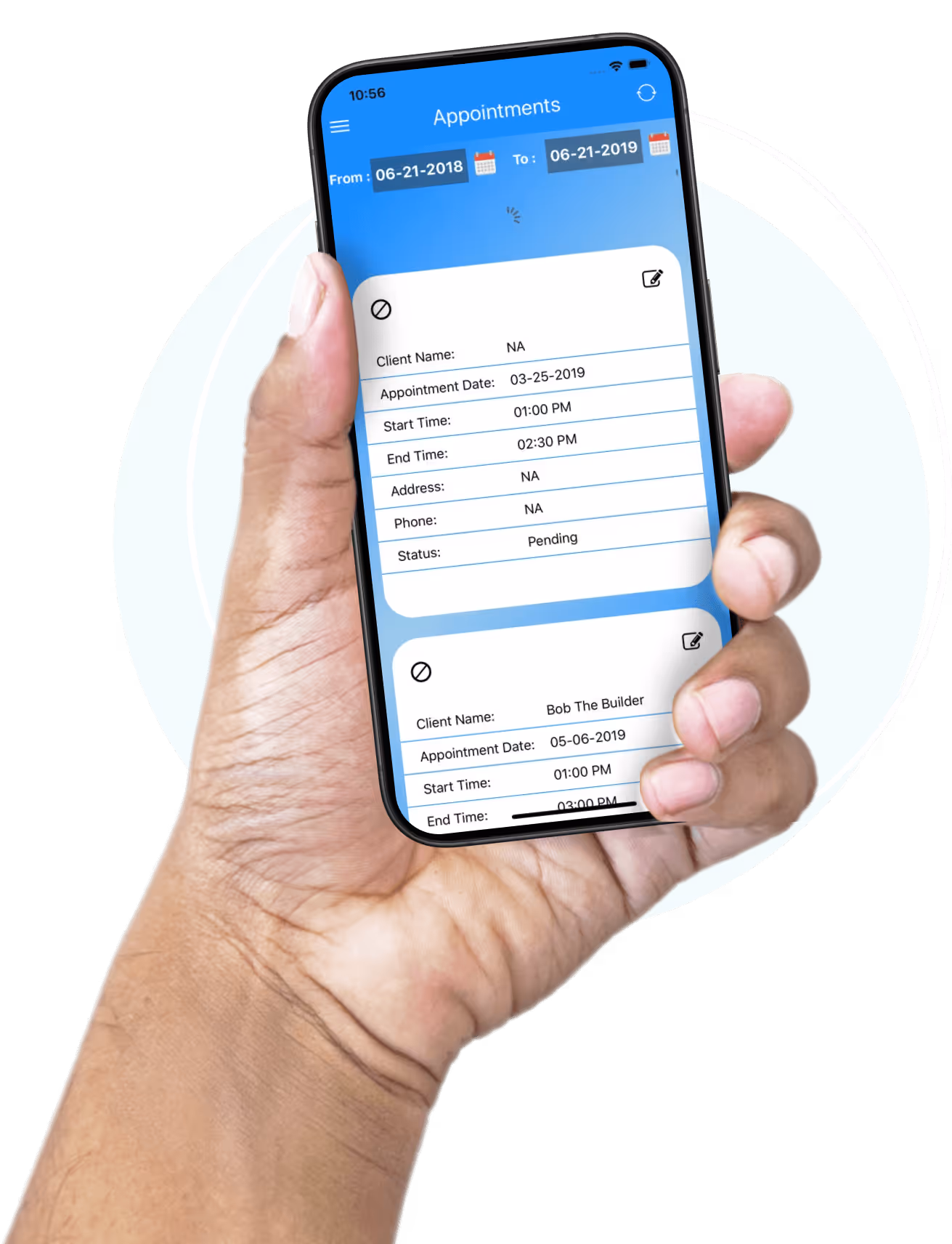 Theralytics mobile app interface